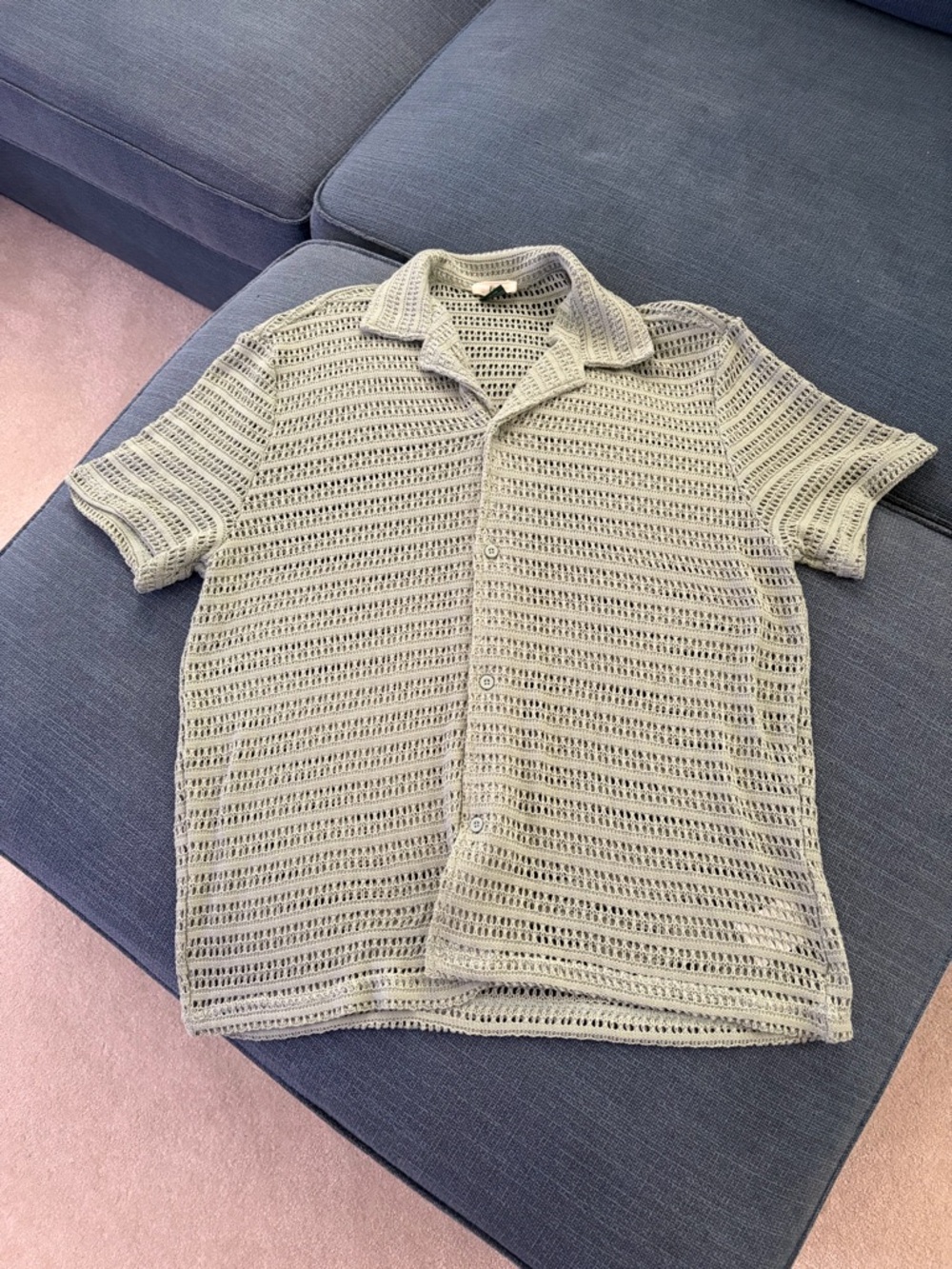 Knitted Mesh Button-up
